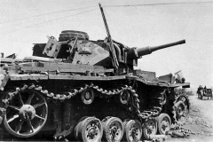 Damaged German medium Panzer PzKpfw IIIG in the Sevastopol.